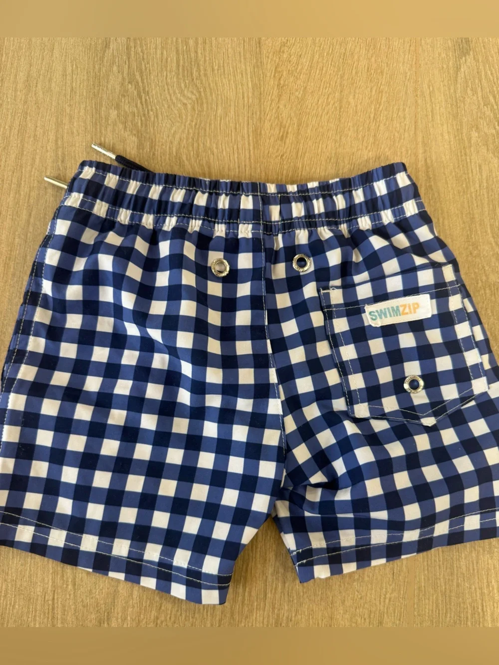 SwimZip Boys 2T UPF 50+ Gingham Swim Trunks Bundle Blue White Quick Dry Pool